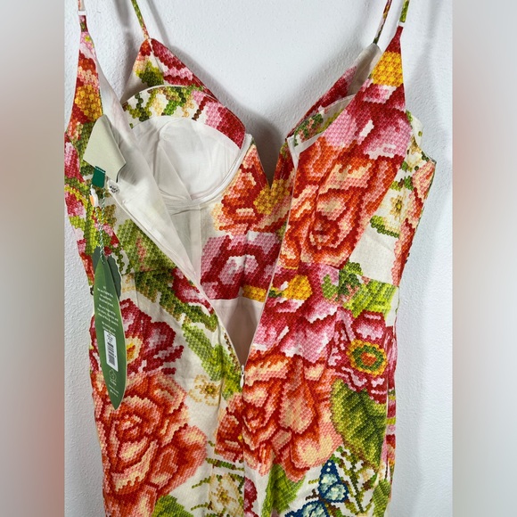 Farm Rio Vintage Floral Roses Adjustable Strap Summer Linen Resort Mini Dress M - Picture 6 of 14